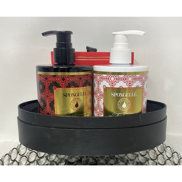 Sponge All In One Beauty Treatment Set-Sugar Dahlia Body Buffer,Body Wash,Lotion